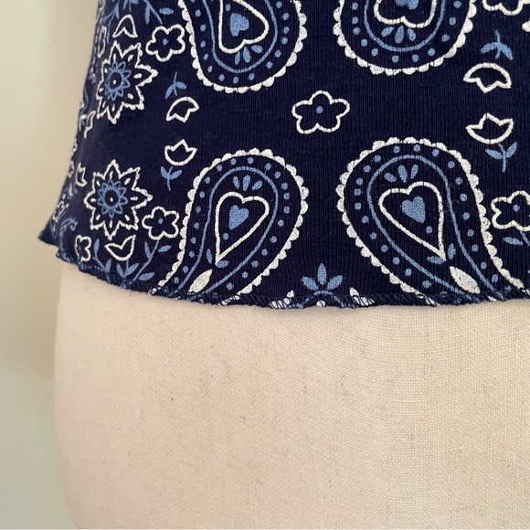 Vintage Y2K Paisley Tie Front T-Shirt - Picture 3 of 7